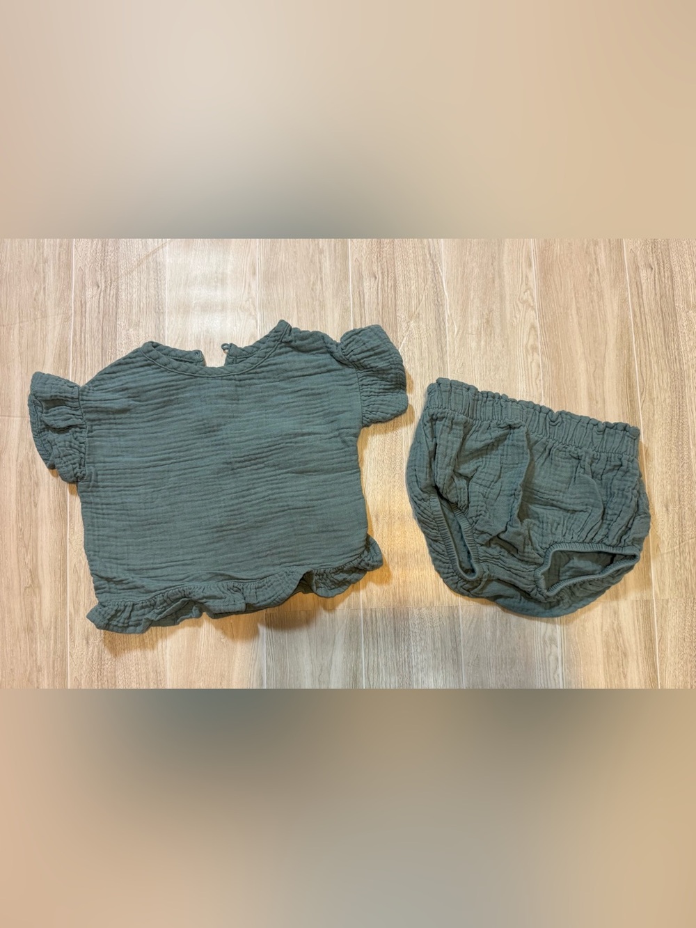 Grayson Collective Baby Cotton Gauze Two-Piece Set in Olive Green 100% Cotton
